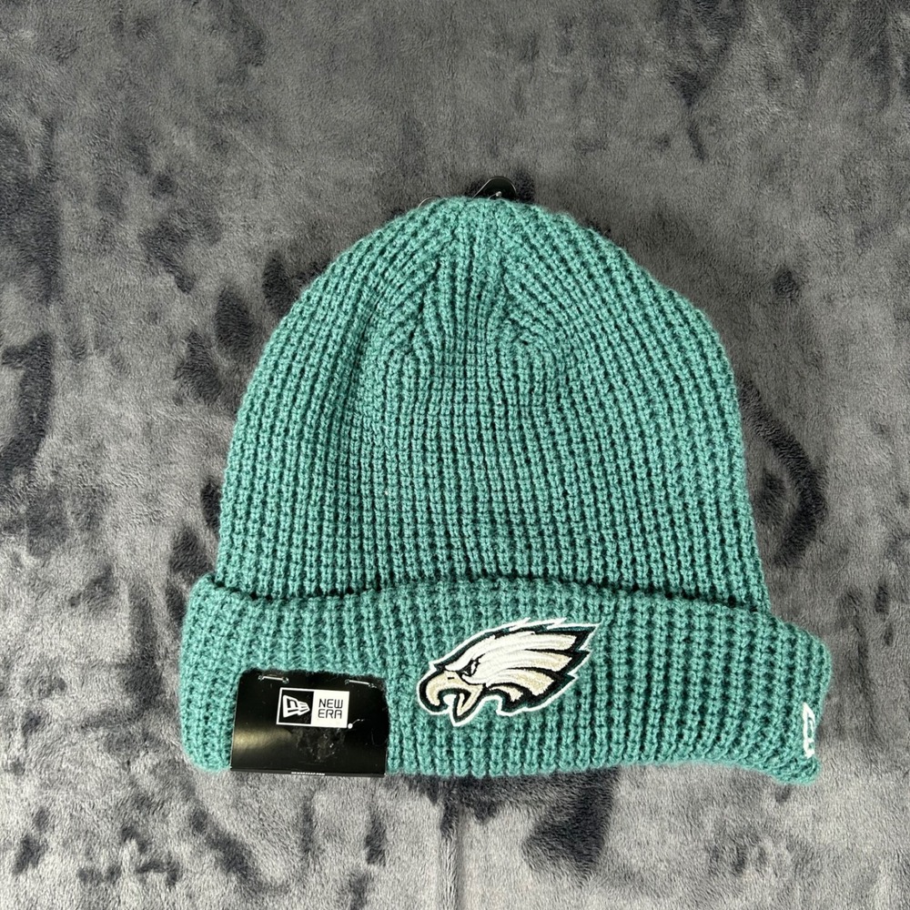 NWT New Era Beanie NFL Philadelphia Eagles OSFM Green Knit Waffle Cuffed Hat